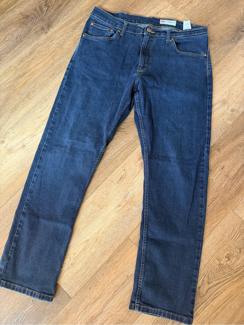 Wrangler Men's Straight Jeans in Dark Blue Denim 34x30